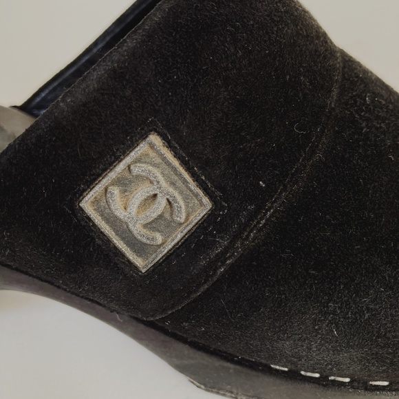 Authentic Black Suede Chanel Classic Clog 38 - Picture 3 of 10